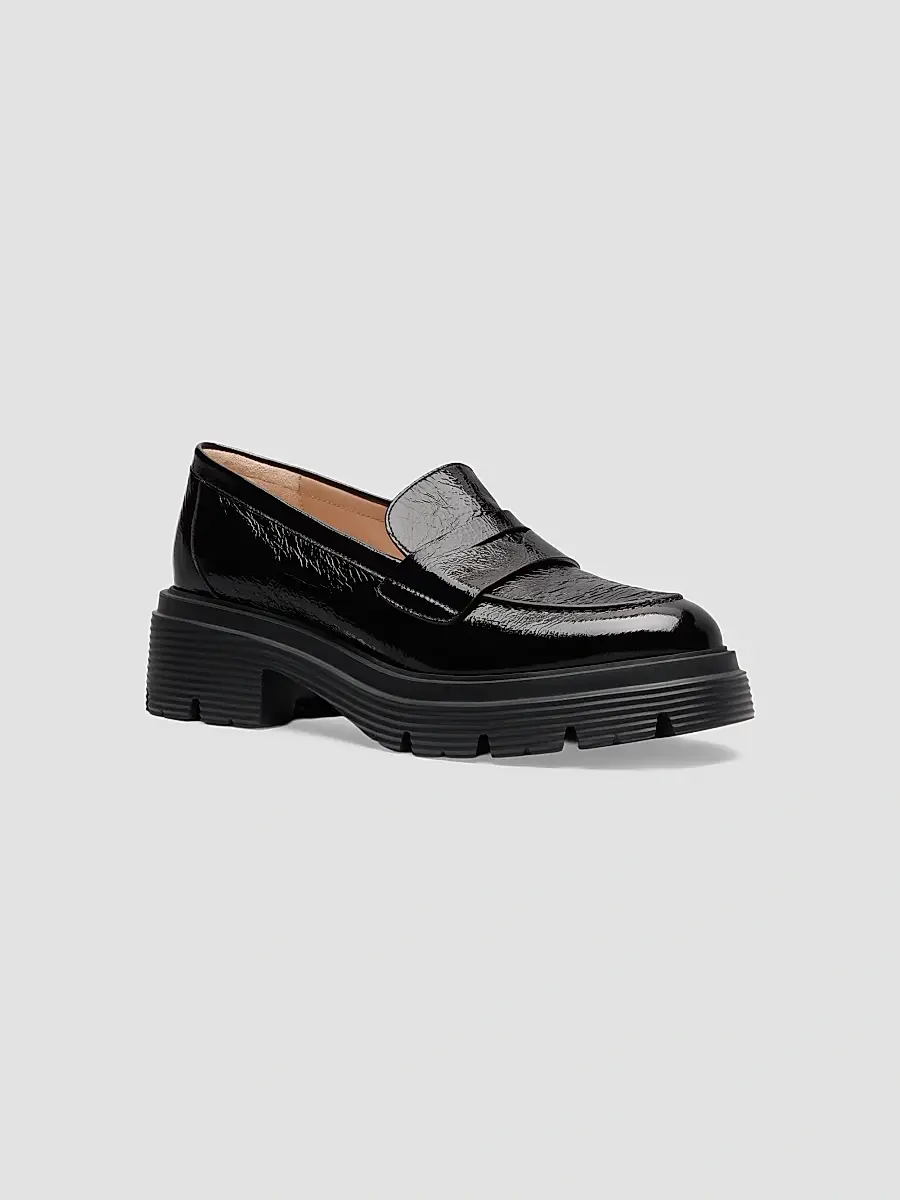 Stuart Weitzman Women's Hudson Lite Patent Leather Penny Loafers | Thumbnail 2 Stuart Weitzman Women's Hudson Lite Patent Leather Penny Loafers | Thumbnail 2