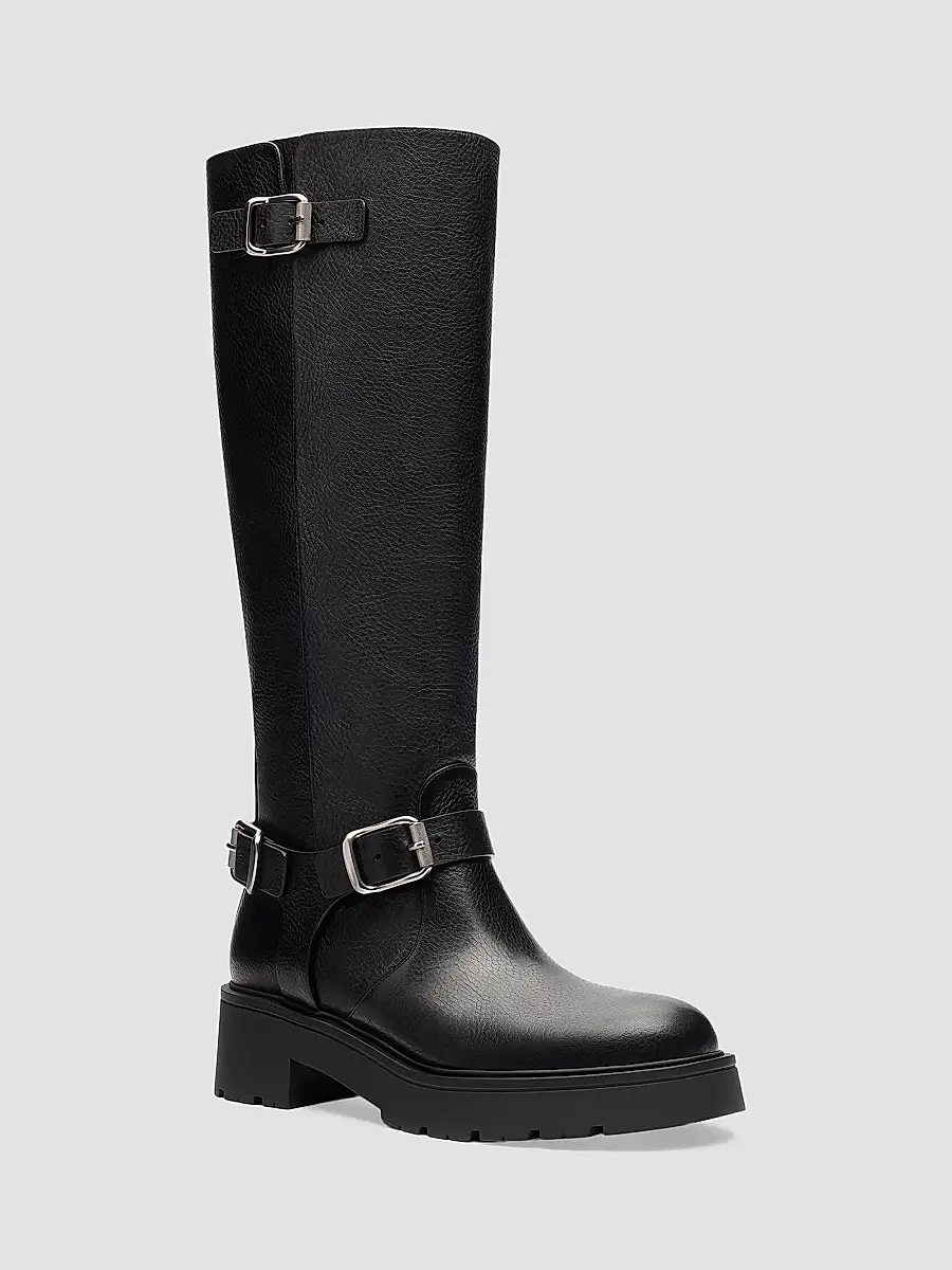 Stuart Weitzman Women's Ren Moto Leather Knee-High Boots | Thumbnail 2 Stuart Weitzman Women's Ren Moto Leather Knee-High Boots | Thumbnail 2