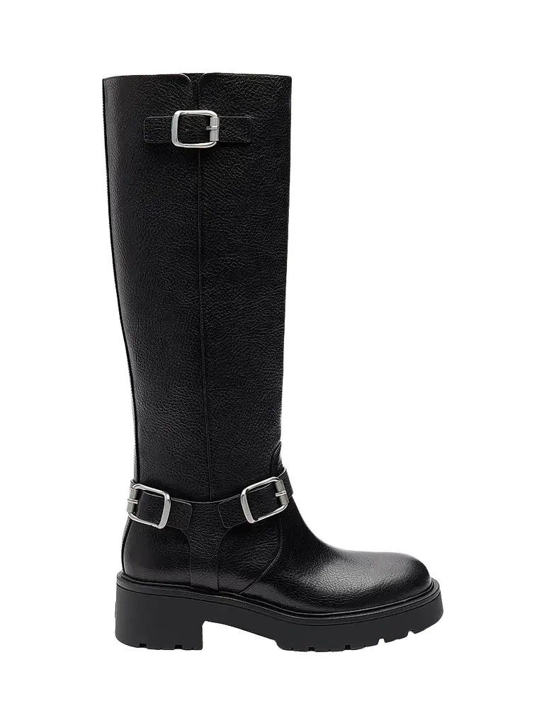 Stuart Weitzman Women's Ren Moto Leather Knee-High Boots