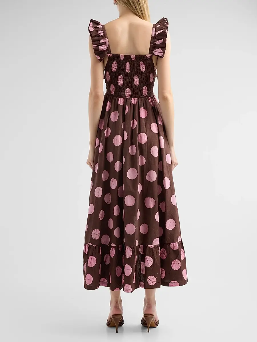 Elisamama Women's Ibukun Polka Dot Midi Dress | Thumbnail 3 Elisamama Women's Ibukun Polka Dot Midi Dress | Thumbnail 3