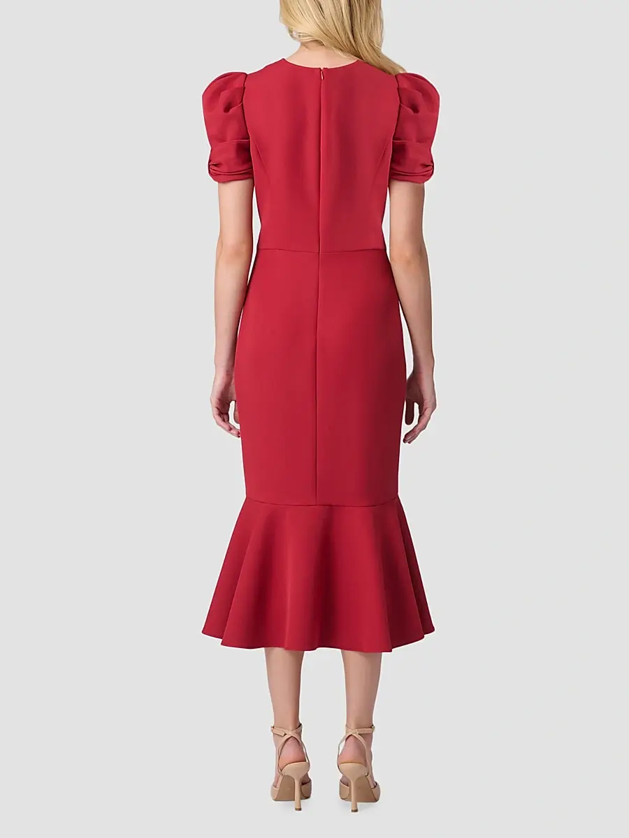 Shoshanna Women's Hartley Crepe Flounce Midi Dress | Thumbnail 3
