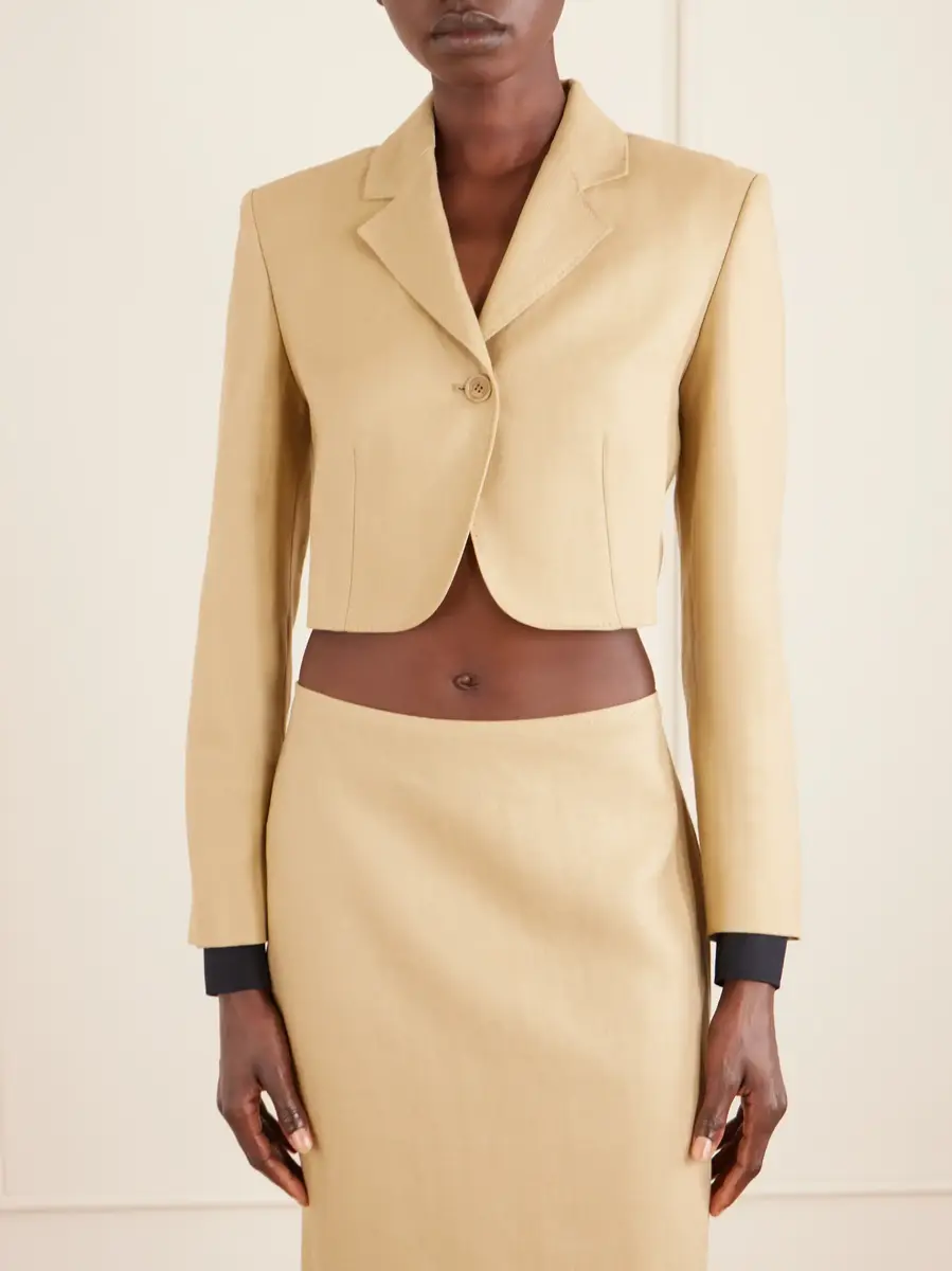 Max Mara Cropped linen-twill blazer | Thumbnail 3 Max Mara Cropped linen-twill blazer | Thumbnail 3