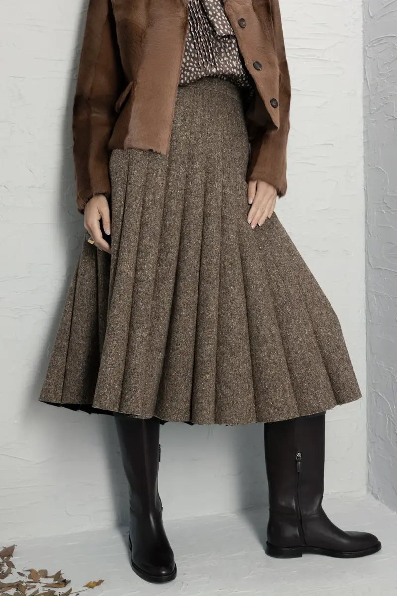 Brunello Cucinelli Donegal Pleated Skirt | Thumbnail 3 Brunello Cucinelli Donegal Pleated Skirt | Thumbnail 3