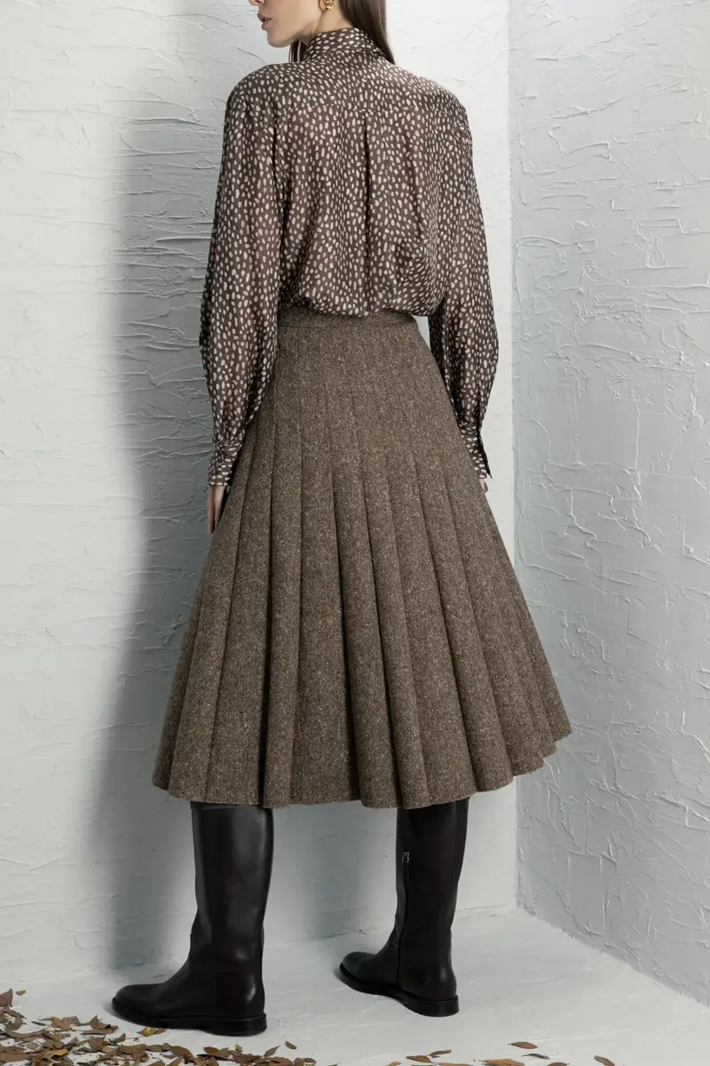 Brunello Cucinelli Donegal Pleated Skirt | Thumbnail 4 Brunello Cucinelli Donegal Pleated Skirt | Thumbnail 4