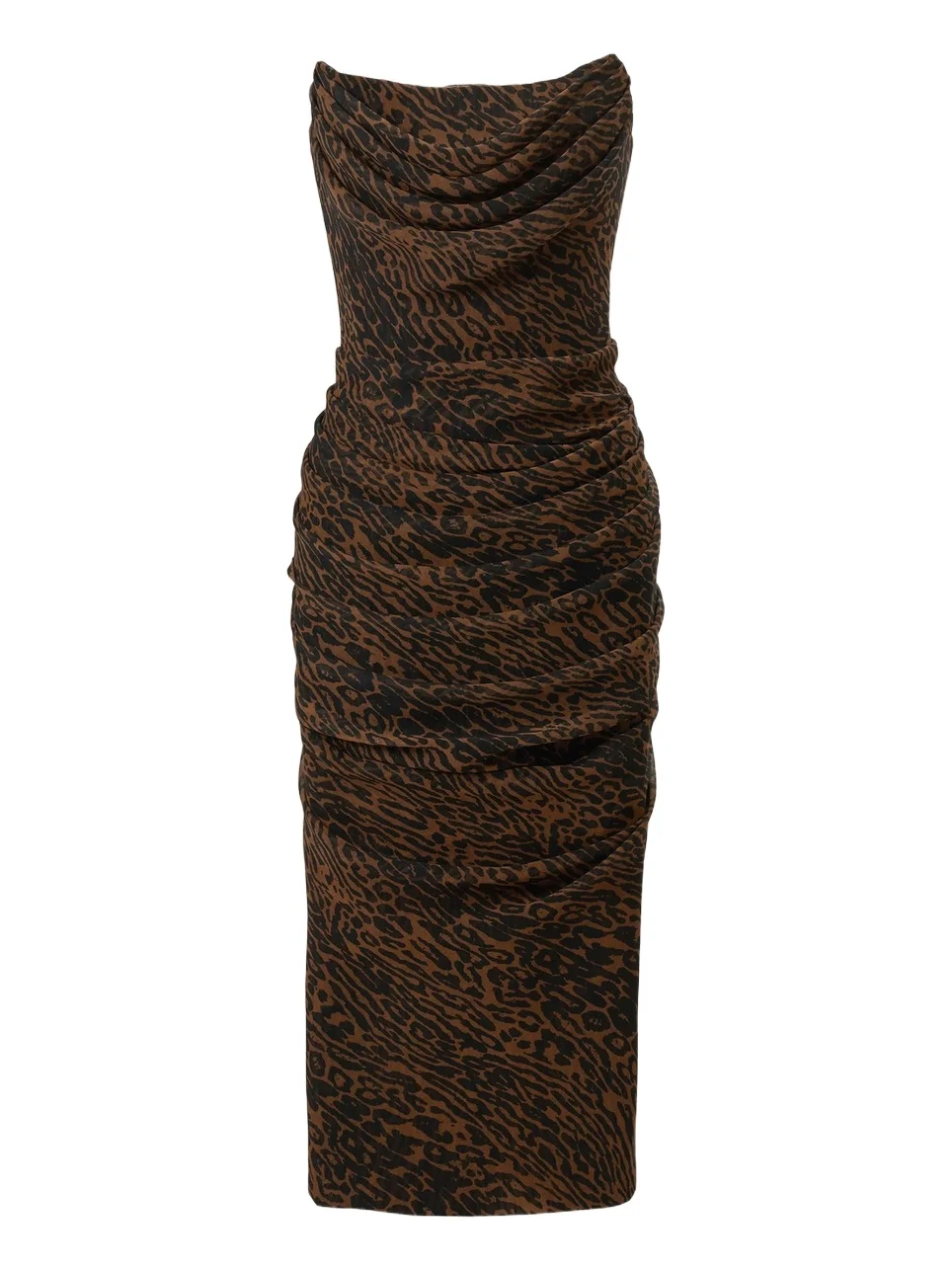 Women's Leopard Print Draped Silk Dress Women's Leopard Print Draped Silk Dress