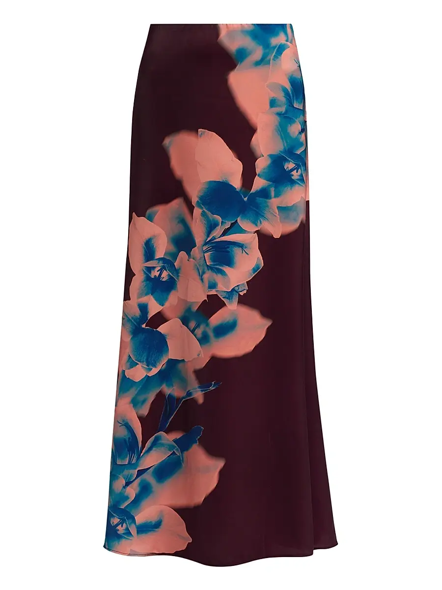 Misa Los Angeles Women's Jazz Floral Maxi Skirt - Cerulean Orchid | Image 1 Misa Los Angeles Women's Jazz Floral Maxi Skirt - Cerulean Orchid | Image 1