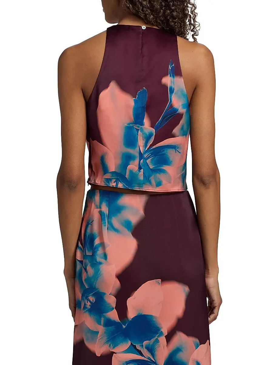 Misa Los Angeles Women's Kisha Floral Crop Halter Top | Thumbnail 5
