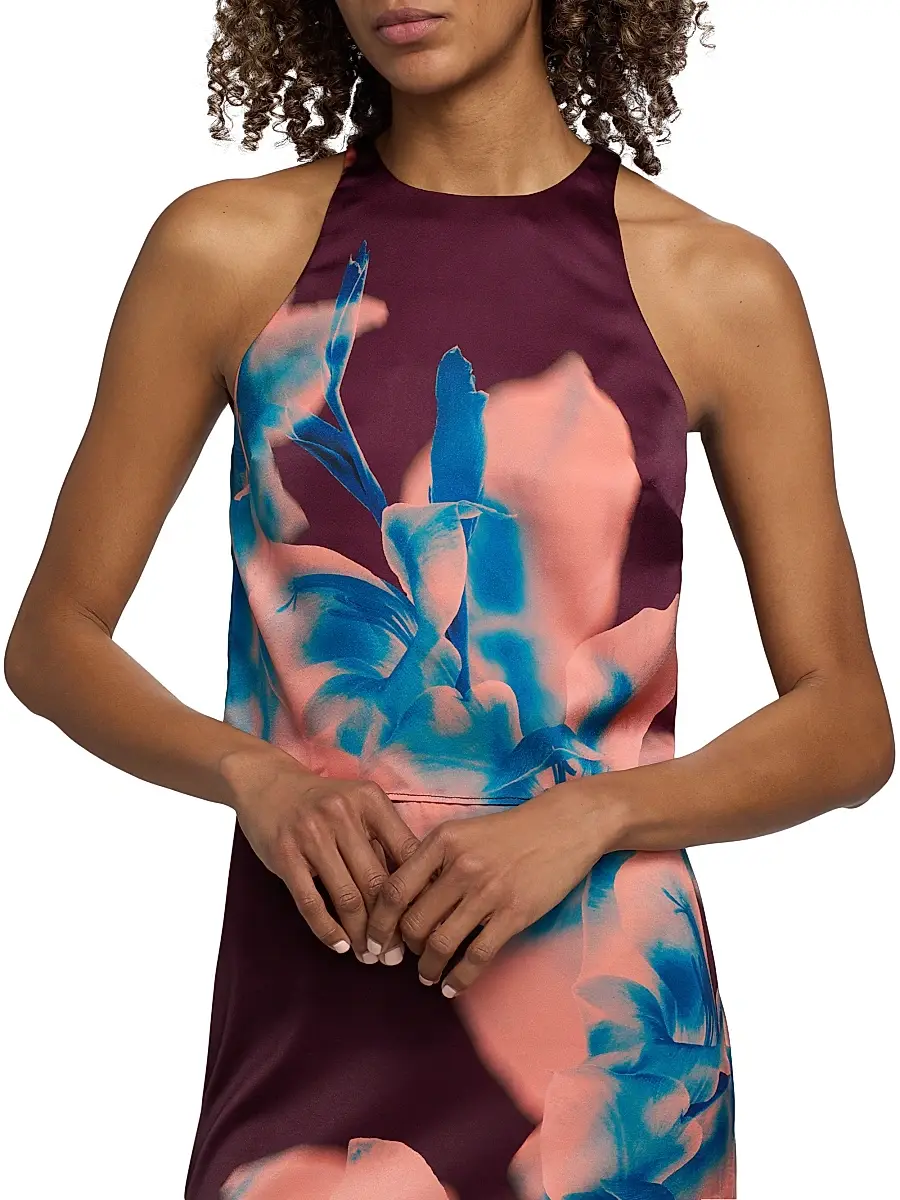 Misa Los Angeles Women's Kisha Floral Crop Halter Top | Thumbnail 6