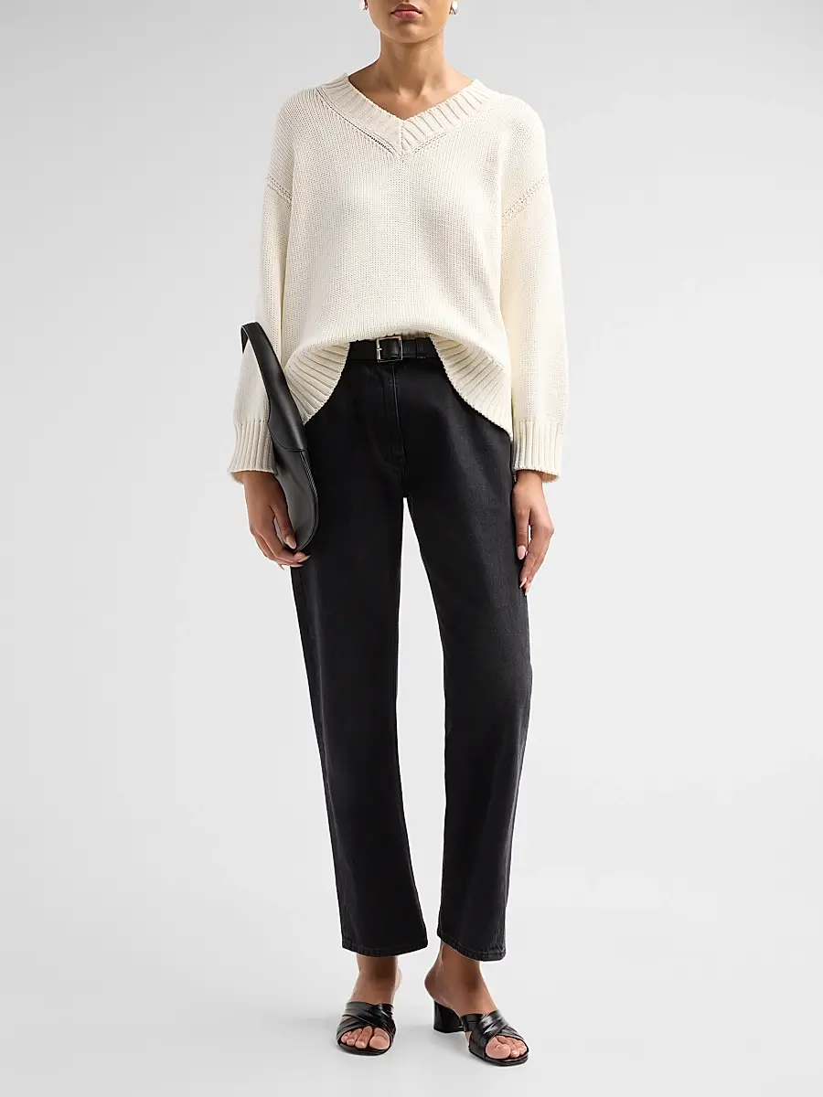 L'Agence Women's Paxton Rib-Knit Cotton Pullover Sweater | Thumbnail 2