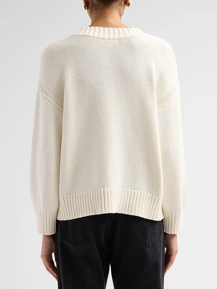 L'Agence Women's Paxton Rib-Knit Cotton Pullover Sweater | Thumbnail 3