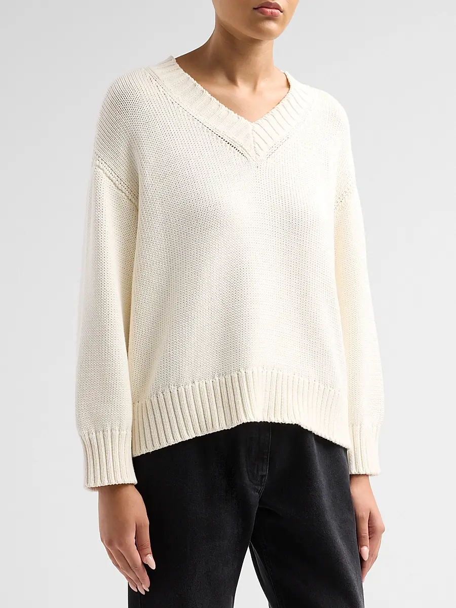 L'Agence Women's Paxton Rib-Knit Cotton Pullover Sweater | Thumbnail 4