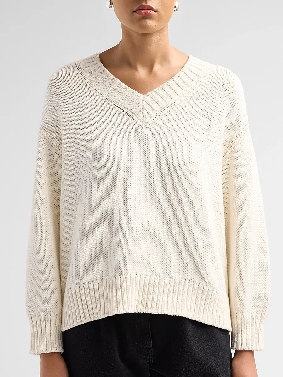 L'Agence Women's Paxton Rib-Knit Cotton Pullover Sweater | Thumbnail 5