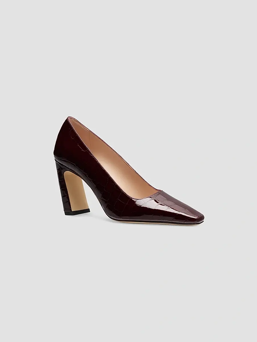 Stuart Weitzman Women's Stassi 85MM Croc-Embossed Patent Leather Pumps - Boy'senberry | Thumbnail 2 Stuart Weitzman Women's Stassi 85MM Croc-Embossed Patent Leather Pumps - Boy'senberry | Thumbnail 2