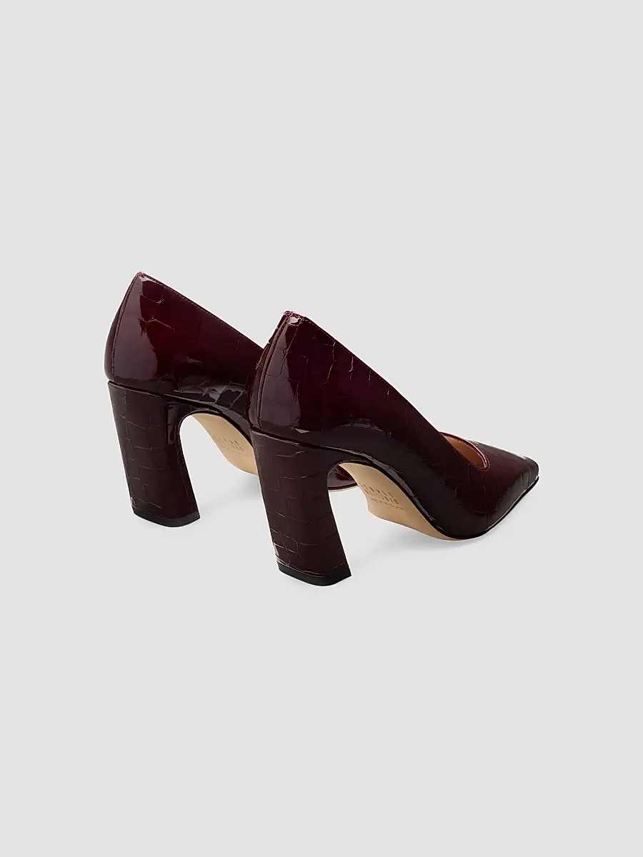 Stuart Weitzman Women's Stassi 85MM Croc-Embossed Patent Leather Pumps - Boy'senberry | Thumbnail 3 Stuart Weitzman Women's Stassi 85MM Croc-Embossed Patent Leather Pumps - Boy'senberry | Thumbnail 3
