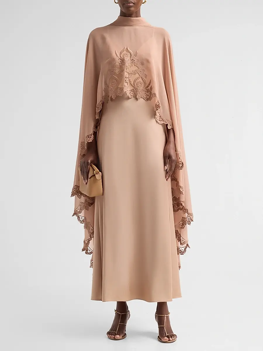 Kobi Halperin Women's Carmen Satin A-Line Cape Maxi Dress | Thumbnail 2