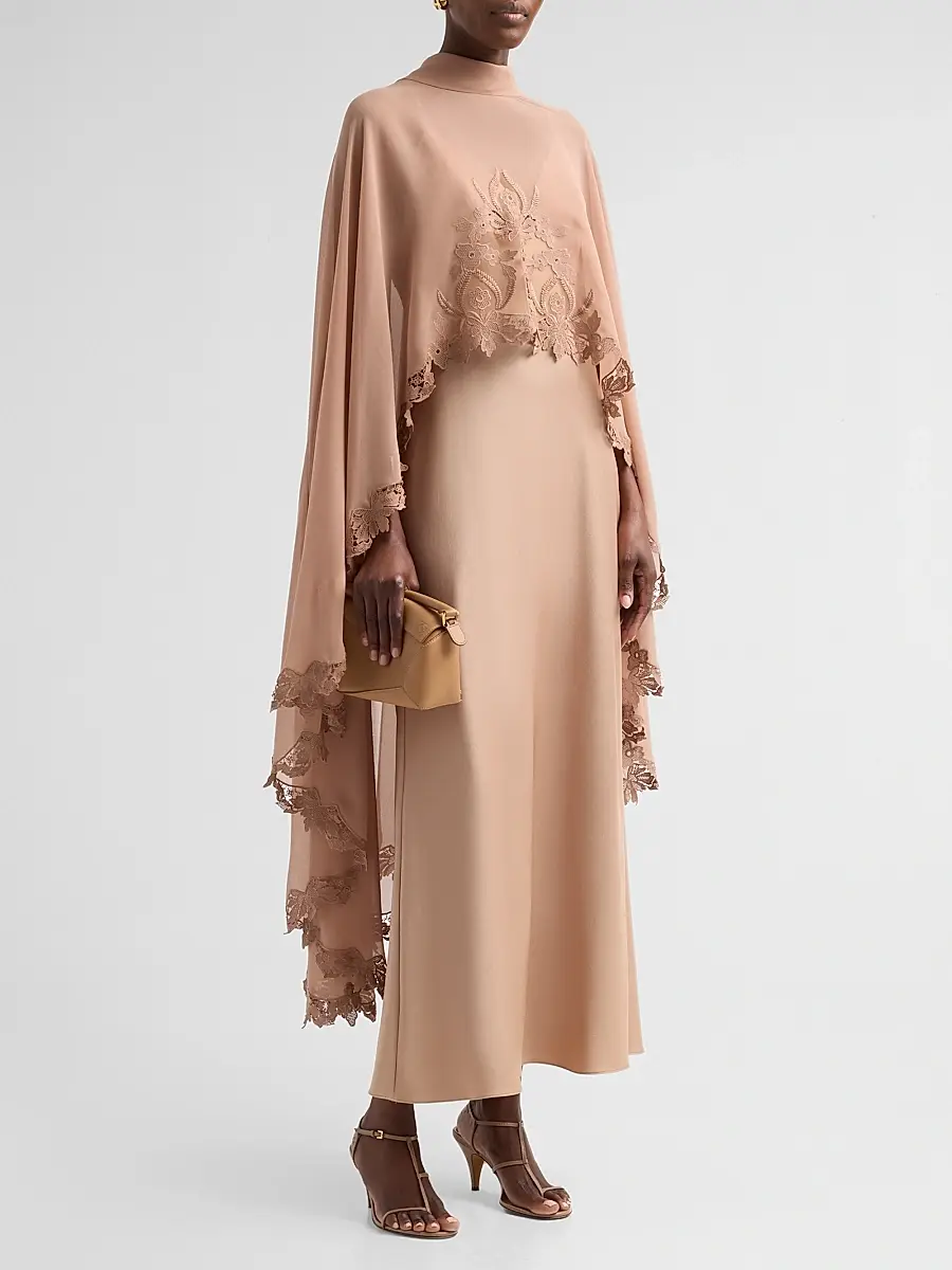 Kobi Halperin Women's Carmen Satin A-Line Cape Maxi Dress | Thumbnail 4