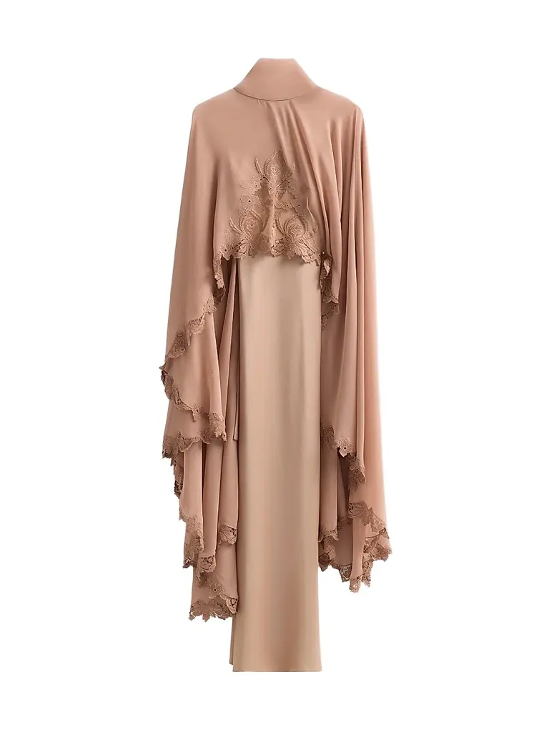 Kobi Halperin Women's Carmen Satin A-Line Cape Maxi Dress