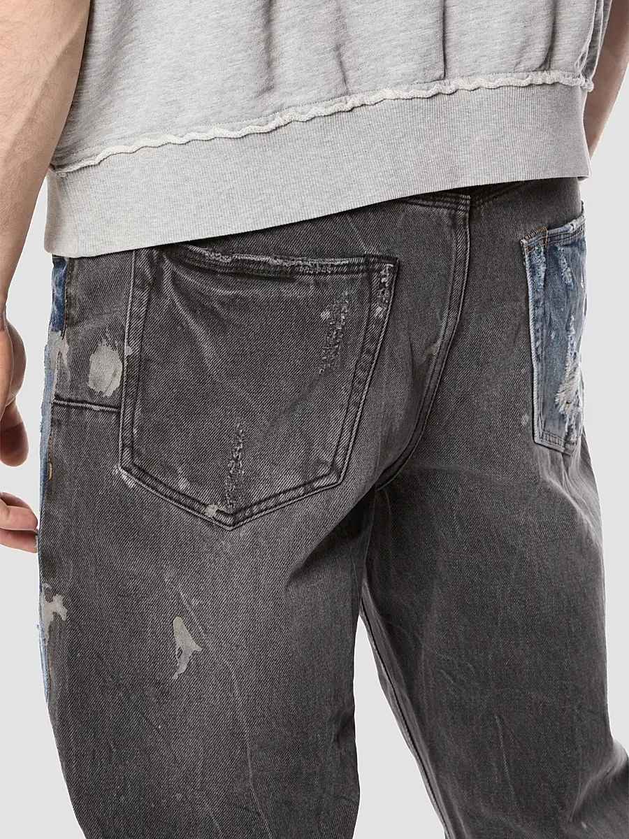 Purple Brand Men's Colorblocked Patchwork Straight-Leg Jeans | Thumbnail 4 Purple Brand Men's Colorblocked Patchwork Straight-Leg Jeans | Thumbnail 4