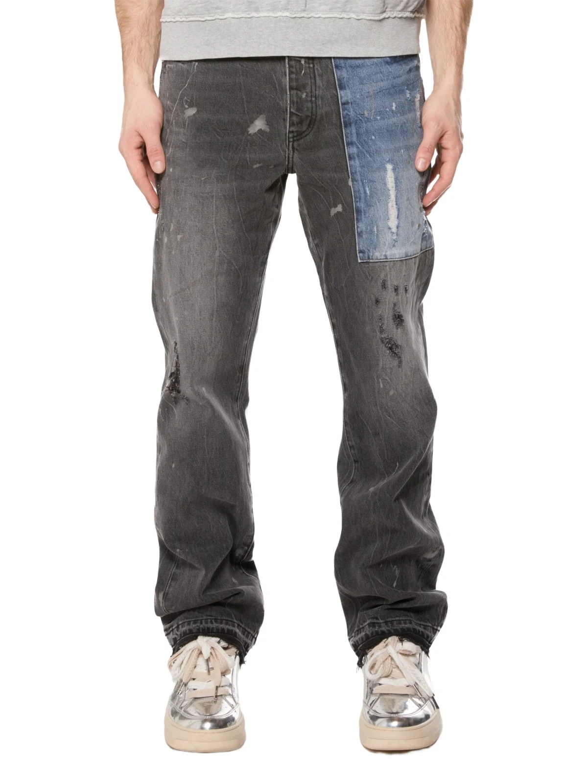 Men's Colorblocked Patchwork Straight-Leg Jeans Men's Colorblocked Patchwork Straight-Leg Jeans