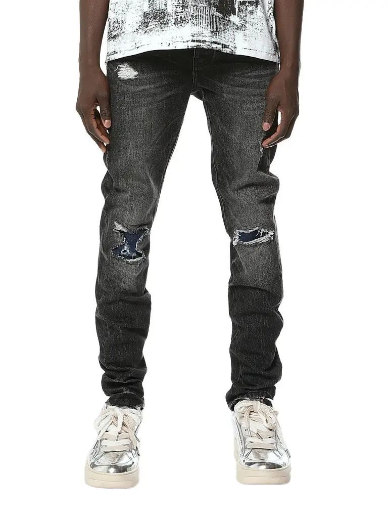 Purple Brand Men's Distressed Skinny Jeans - Black - Size 40 | Image 1 Purple Brand Men's Distressed Skinny Jeans - Black - Size 40 | Image 1
