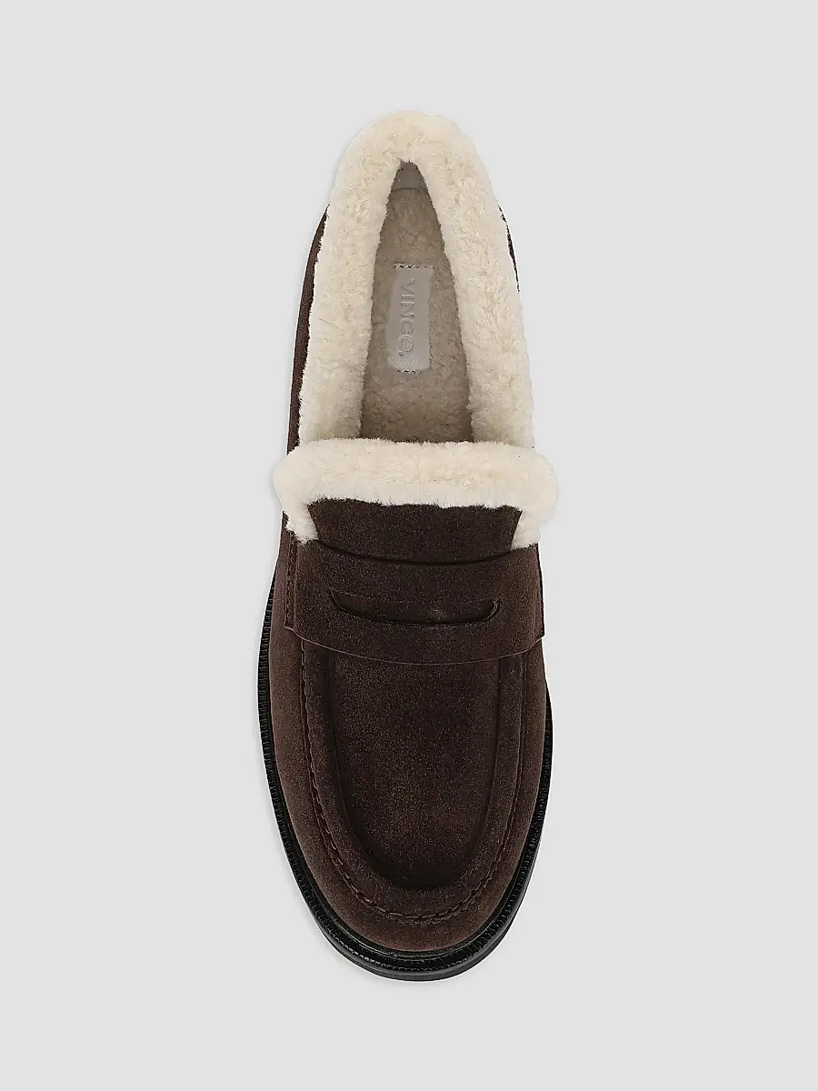 Vince Women's Siena Suede & Shearling Penny Loafers | Thumbnail 4