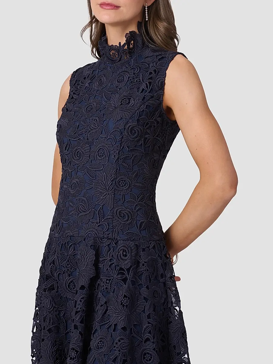 Shoshanna Women's Tory Lace Mock Turtleneck Midi Dress | Thumbnail 4 Shoshanna Women's Tory Lace Mock Turtleneck Midi Dress | Thumbnail 4