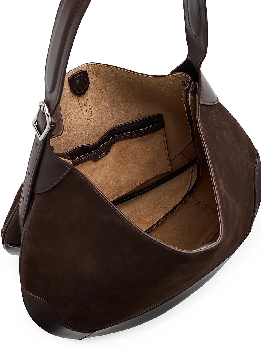 Polo Ralph Lauren Women's Large Polo ID Suede Shoulder Bag | Thumbnail 4