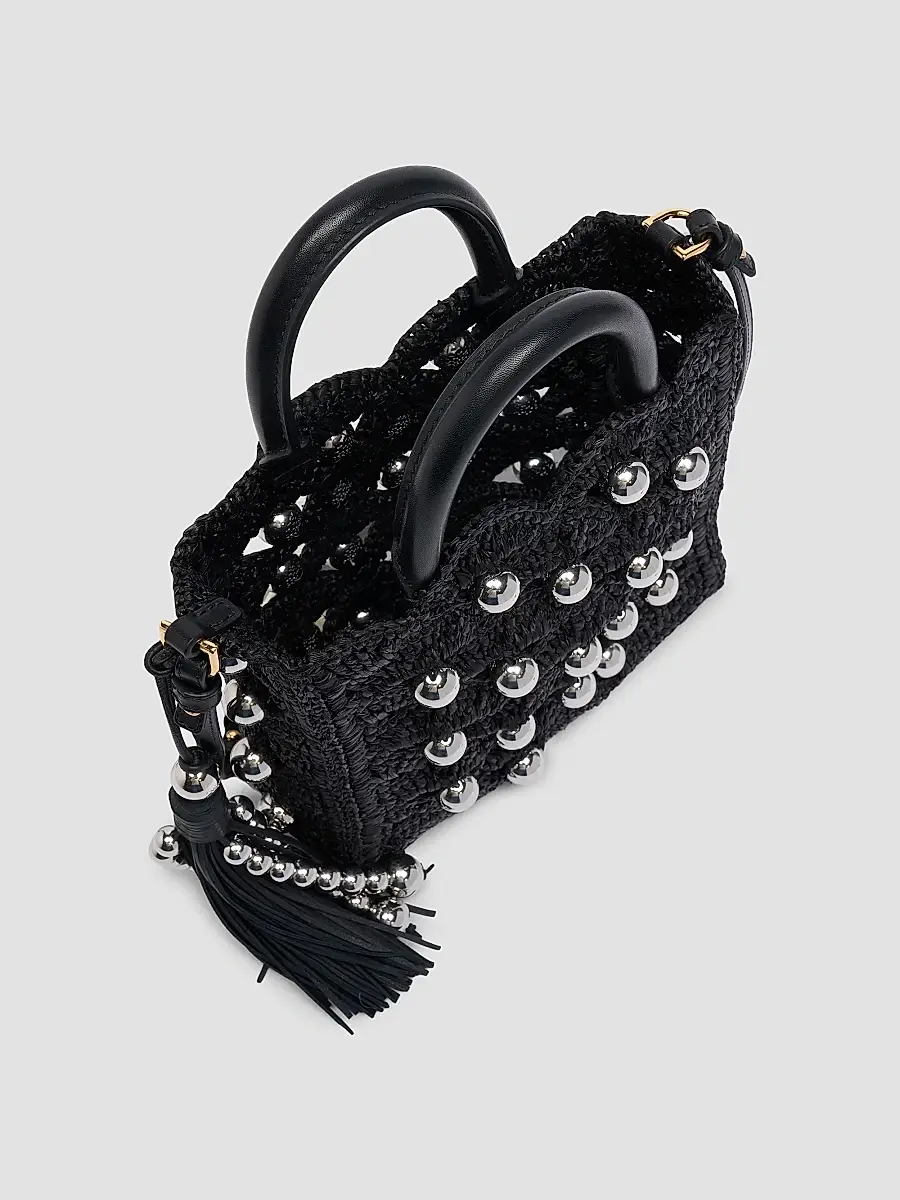 Rabanne Women's Embellished Raffia Top Handle Bag | Thumbnail 4