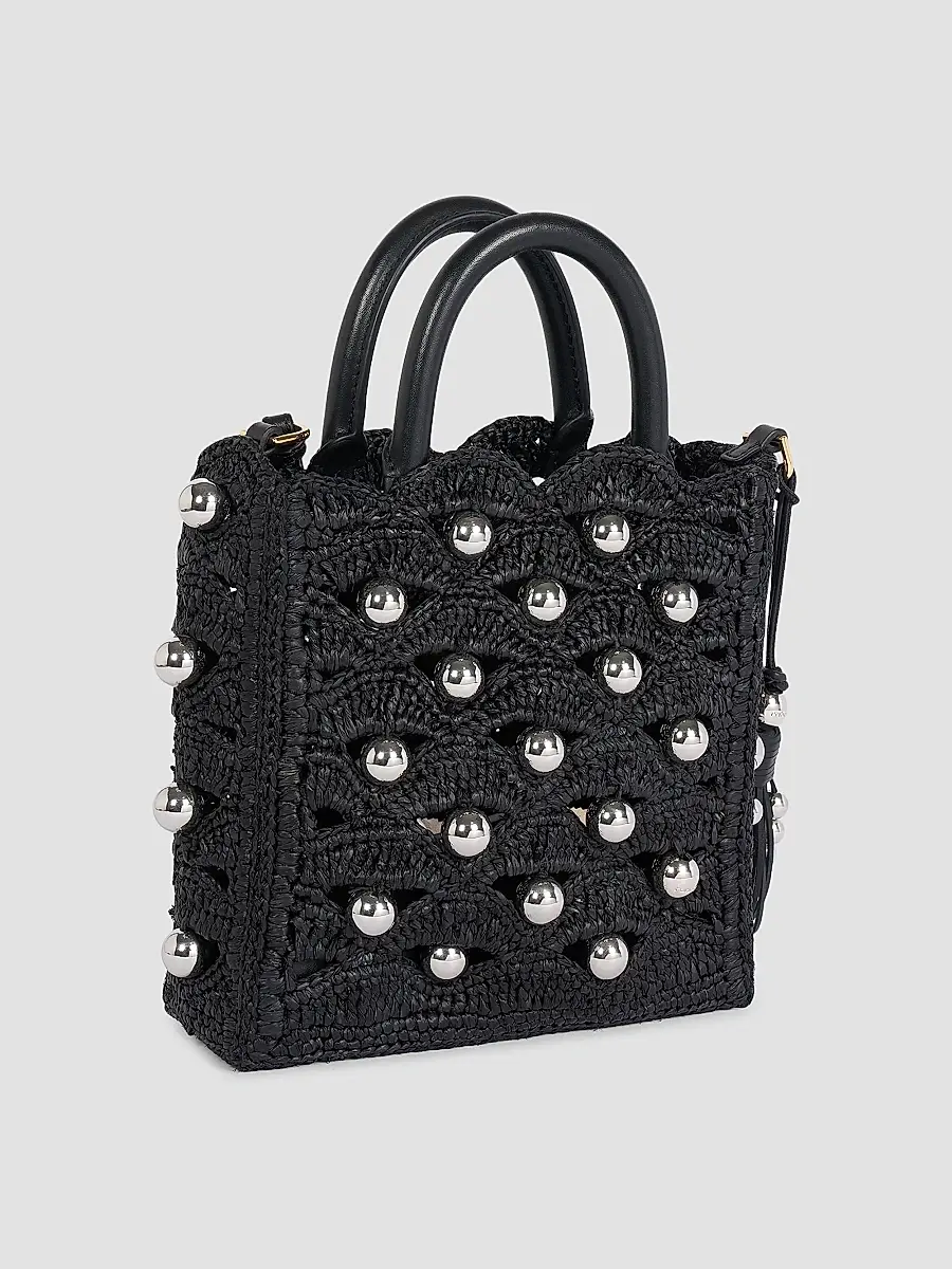 Rabanne Women's Embellished Raffia Top Handle Bag | Thumbnail 5