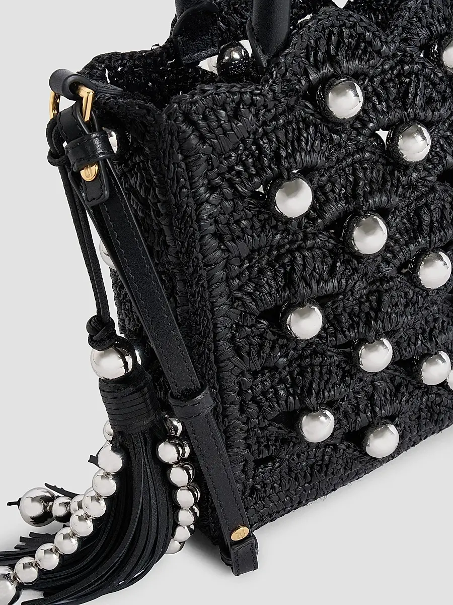 Rabanne Women's Embellished Raffia Top Handle Bag | Thumbnail 7