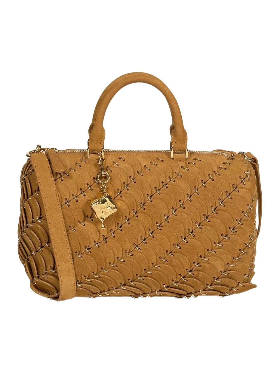 Women's Suede-Cotton Top Handle Bag