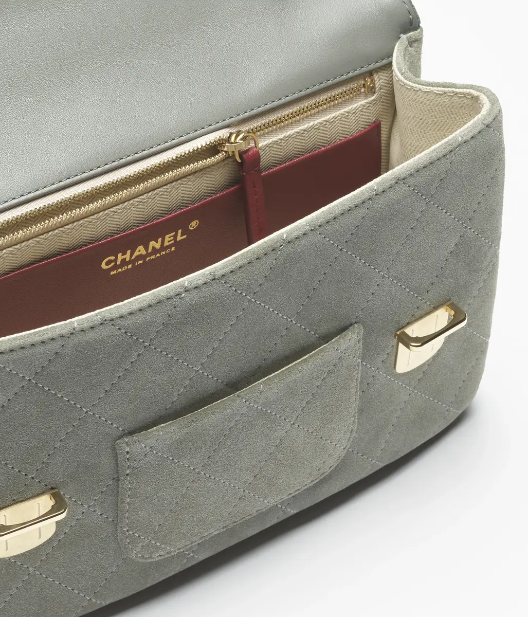 Chanel Dark Gray Suede Calfskin & Gold-Tone Metal Backpack | Thumbnail 2