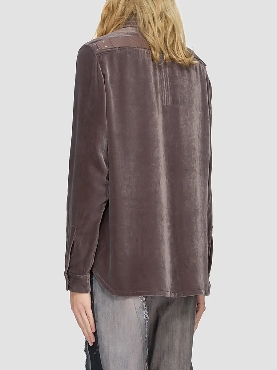 Rick Owens Men's Fogpocket Velvet Outershirt | Thumbnail 3 Rick Owens Men's Fogpocket Velvet Outershirt | Thumbnail 3