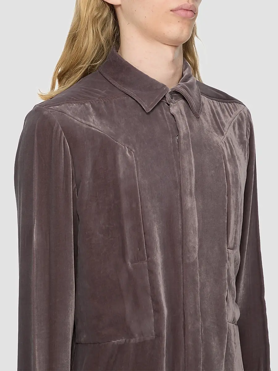 Rick Owens Men's Fogpocket Velvet Outershirt | Thumbnail 4 Rick Owens Men's Fogpocket Velvet Outershirt | Thumbnail 4