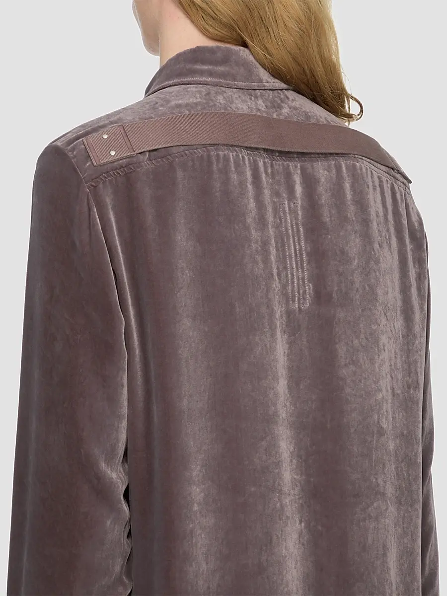 Rick Owens Men's Fogpocket Velvet Outershirt | Thumbnail 5 Rick Owens Men's Fogpocket Velvet Outershirt | Thumbnail 5