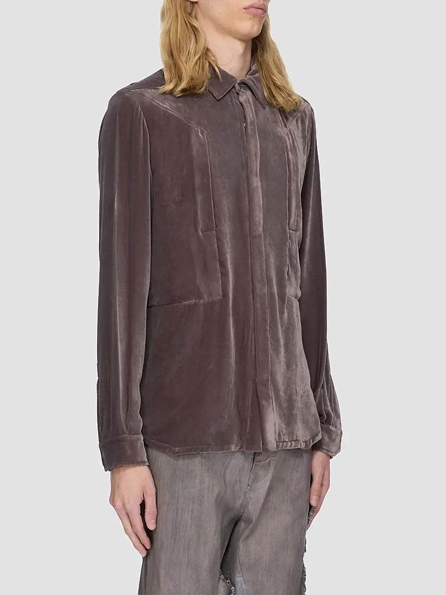 Rick Owens Men's Fogpocket Velvet Outershirt | Thumbnail 6 Rick Owens Men's Fogpocket Velvet Outershirt | Thumbnail 6