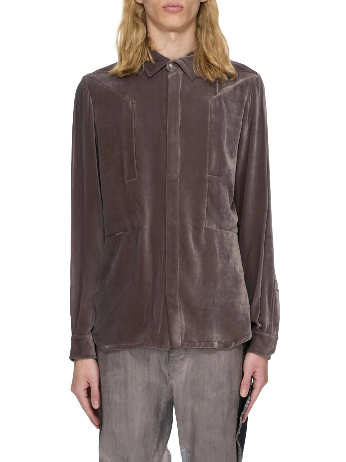Rick Owens Men's Fogpocket Velvet Outershirt
