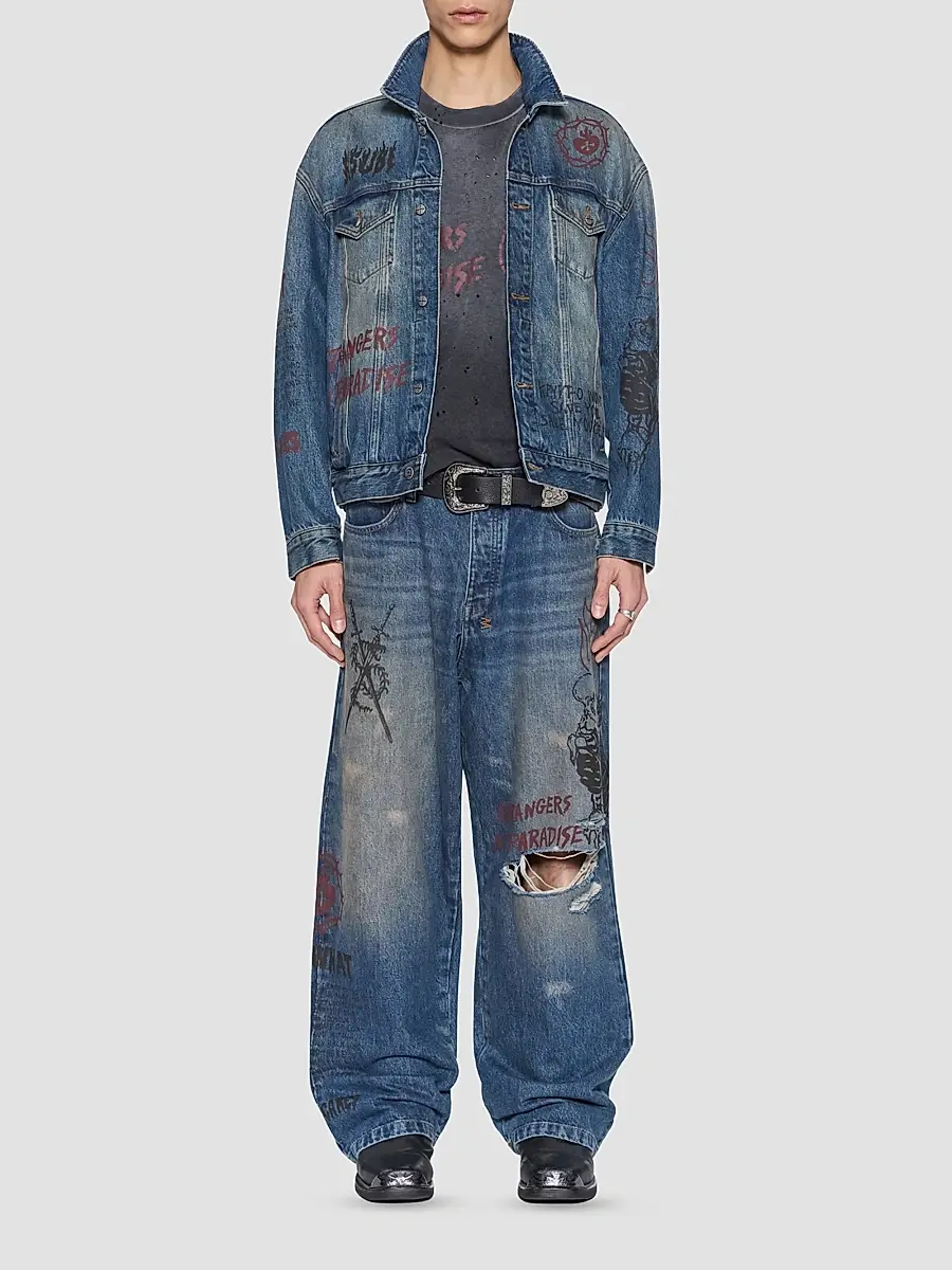 Ksubi Men's Graphic Cotton Denim Trucker Jacket | Thumbnail 2