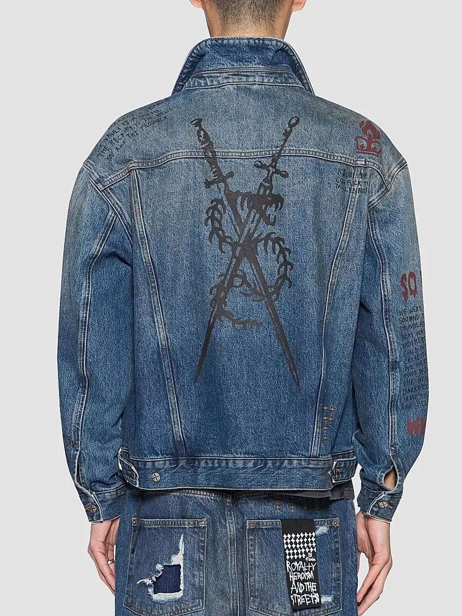 Ksubi Men's Graphic Cotton Denim Trucker Jacket | Thumbnail 3