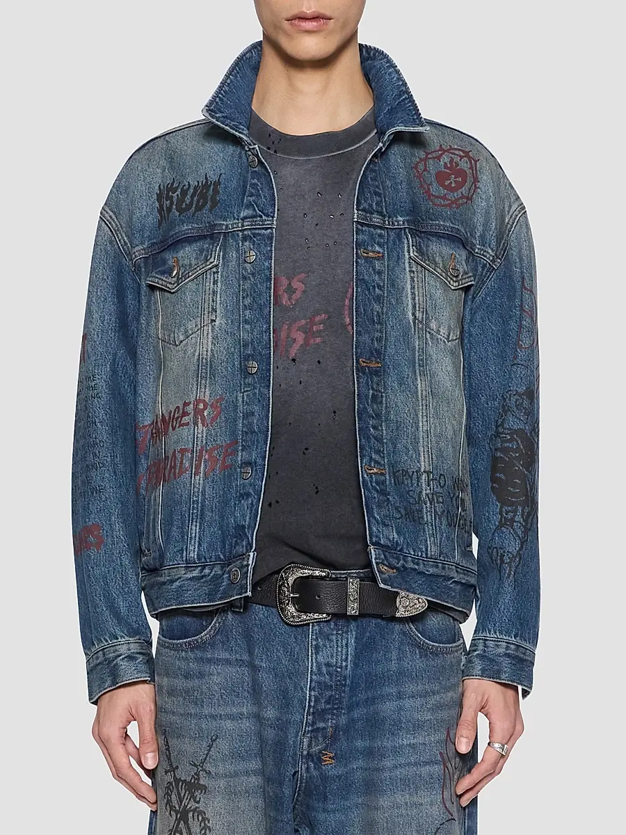 Ksubi Men's Graphic Cotton Denim Trucker Jacket | Thumbnail 4