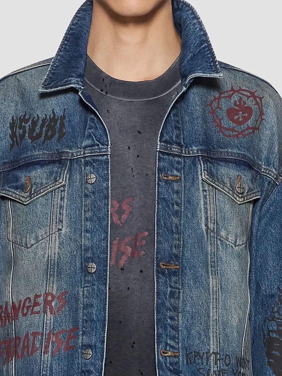 Ksubi Men's Graphic Cotton Denim Trucker Jacket | Thumbnail 5