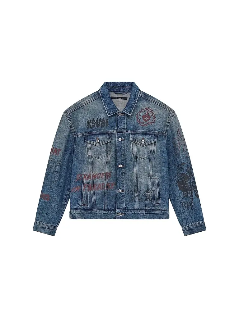 Ksubi Men's Graphic Cotton Denim Trucker Jacket - Denim | Image 1 Ksubi Men's Graphic Cotton Denim Trucker Jacket - Denim | Image 1