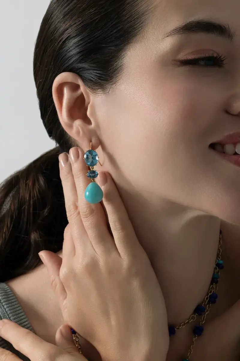 Sylva & Cie Blue Topaz Amazonite Drop Earrings | Thumbnail 2 Sylva & Cie Blue Topaz Amazonite Drop Earrings | Thumbnail 2