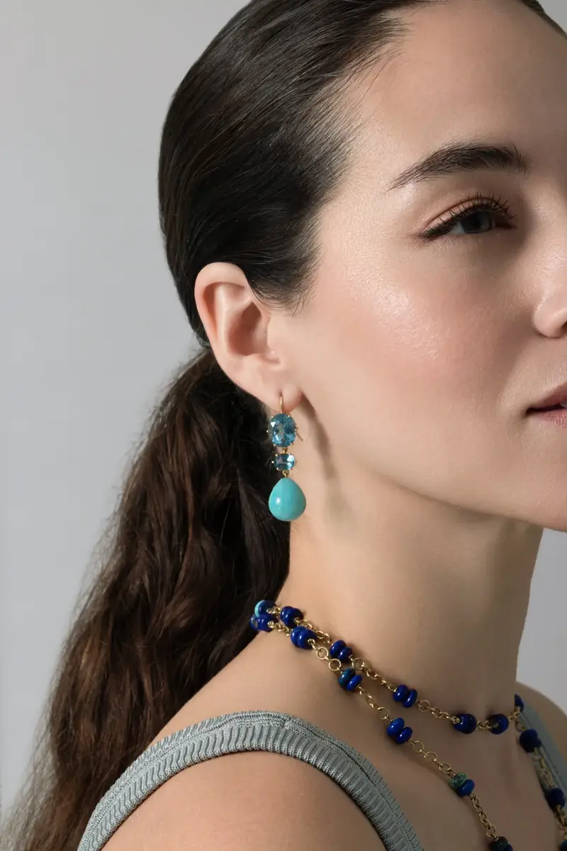 Sylva & Cie Blue Topaz Amazonite Drop Earrings | Thumbnail 3 Sylva & Cie Blue Topaz Amazonite Drop Earrings | Thumbnail 3