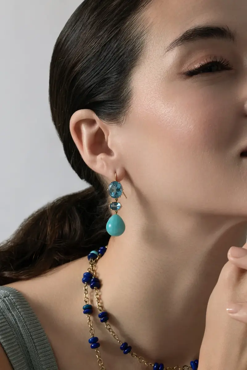 Sylva & Cie Blue Topaz Amazonite Drop Earrings | Thumbnail 4 Sylva & Cie Blue Topaz Amazonite Drop Earrings | Thumbnail 4