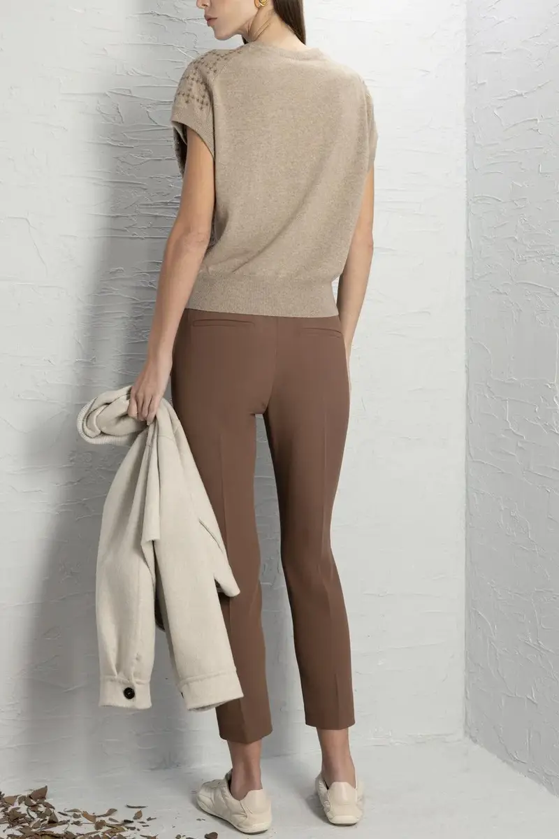 Brunello Cucinelli Dazzling Windowpane Embroidery Knit T-Shirt | Thumbnail 3 Brunello Cucinelli Dazzling Windowpane Embroidery Knit T-Shirt | Thumbnail 3