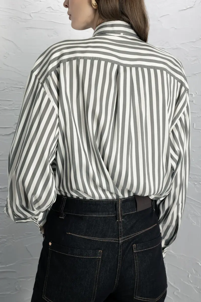 Brunello Cucinelli Wide Stripe Relaxed Shirt | Thumbnail 3 Brunello Cucinelli Wide Stripe Relaxed Shirt | Thumbnail 3