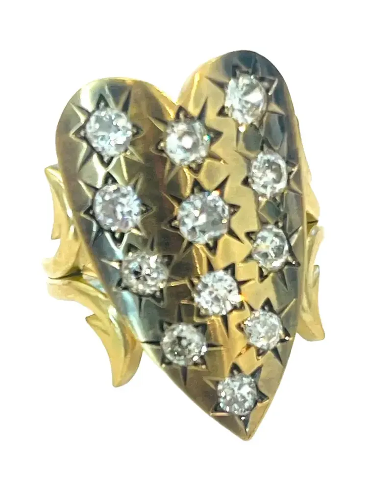 Sylva & Cie Diamond Twinkle Heart Ten Table Ring