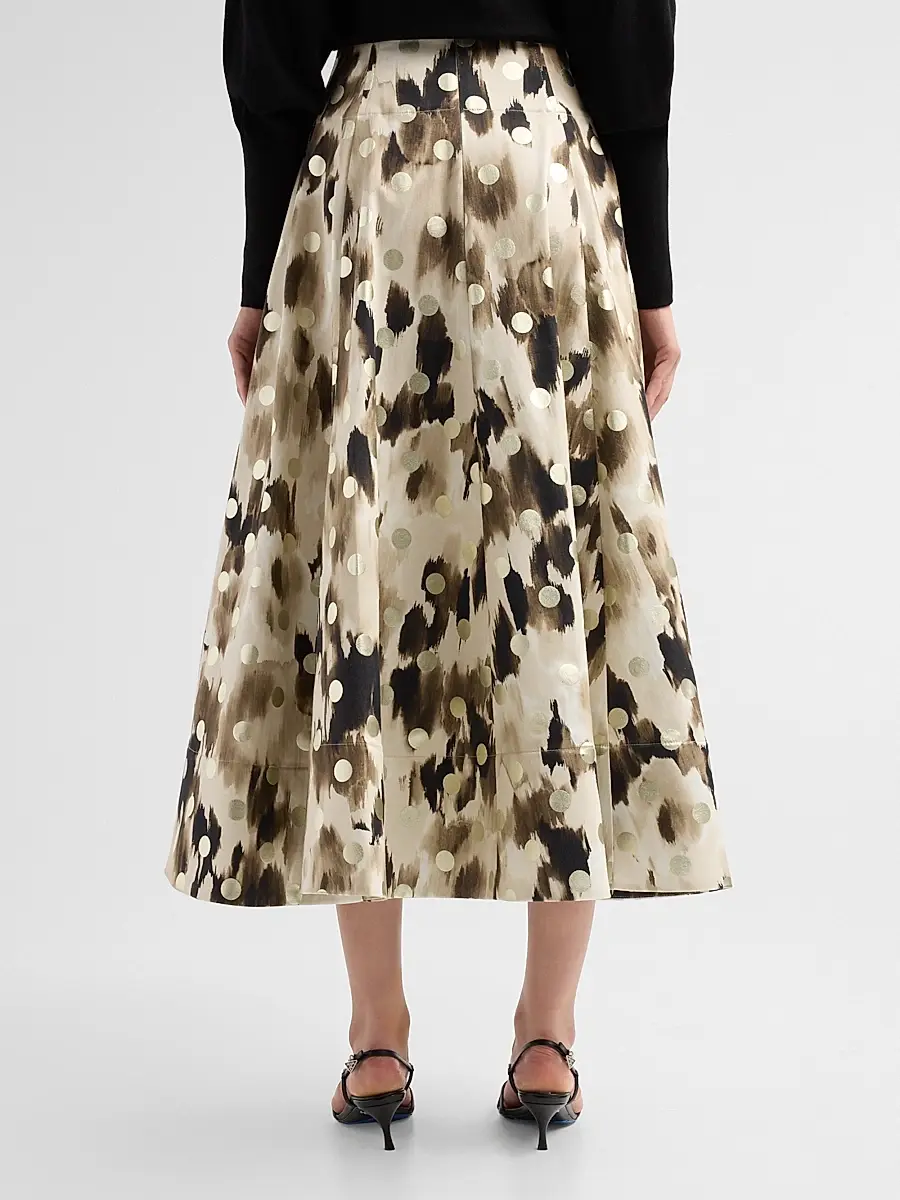 Lela Rose Women's Parker Ikat Polka Dot Midi-Skirt | Thumbnail 3