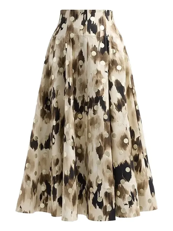 Lela Rose Women's Parker Ikat Polka Dot Midi-Skirt